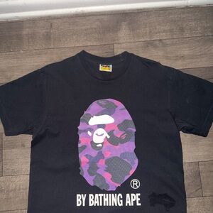 Bape Black Tee with Purple Camo Logo